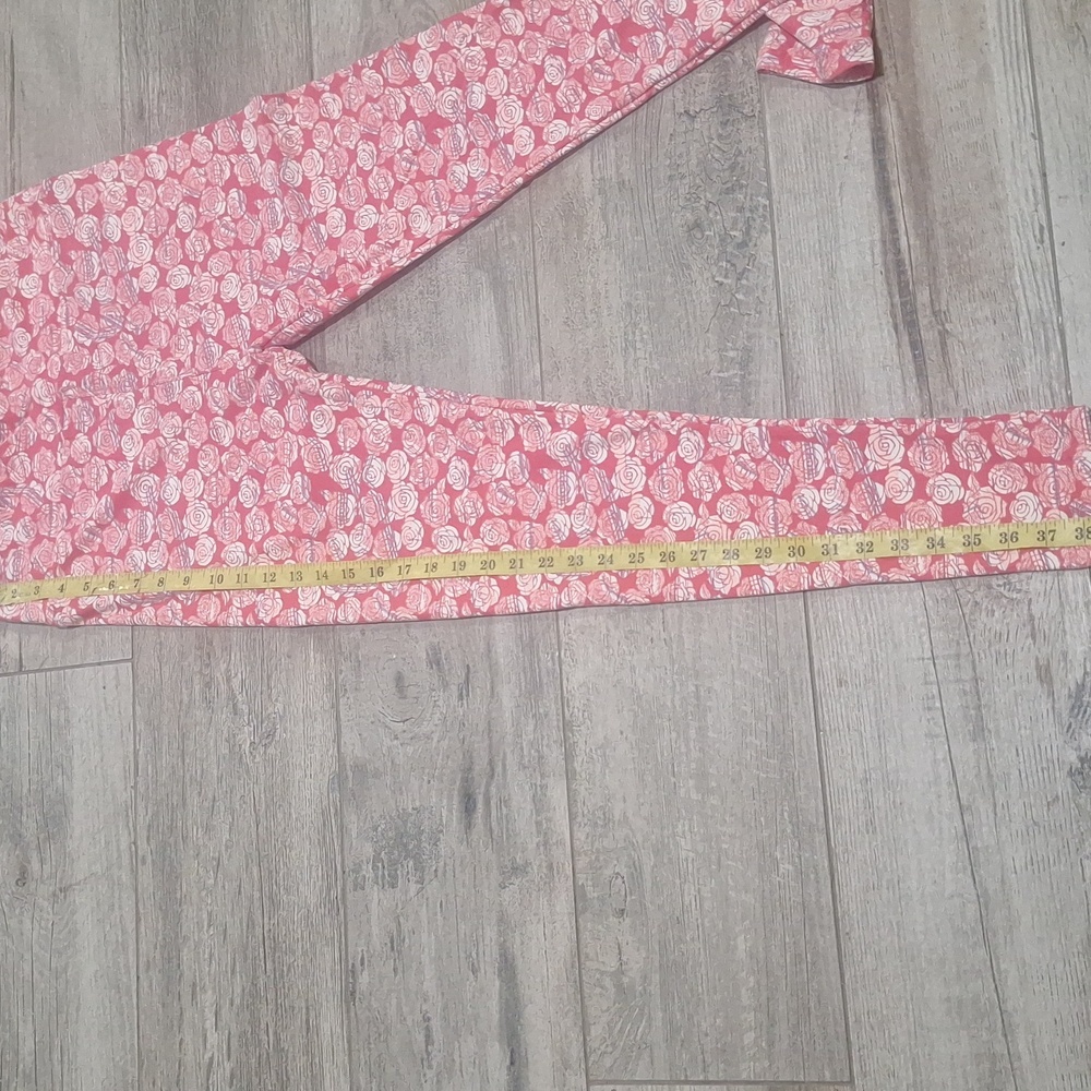 Lularoe Pink Rose Print Leggings TC (12-18) #449 - Picture 6 of 6